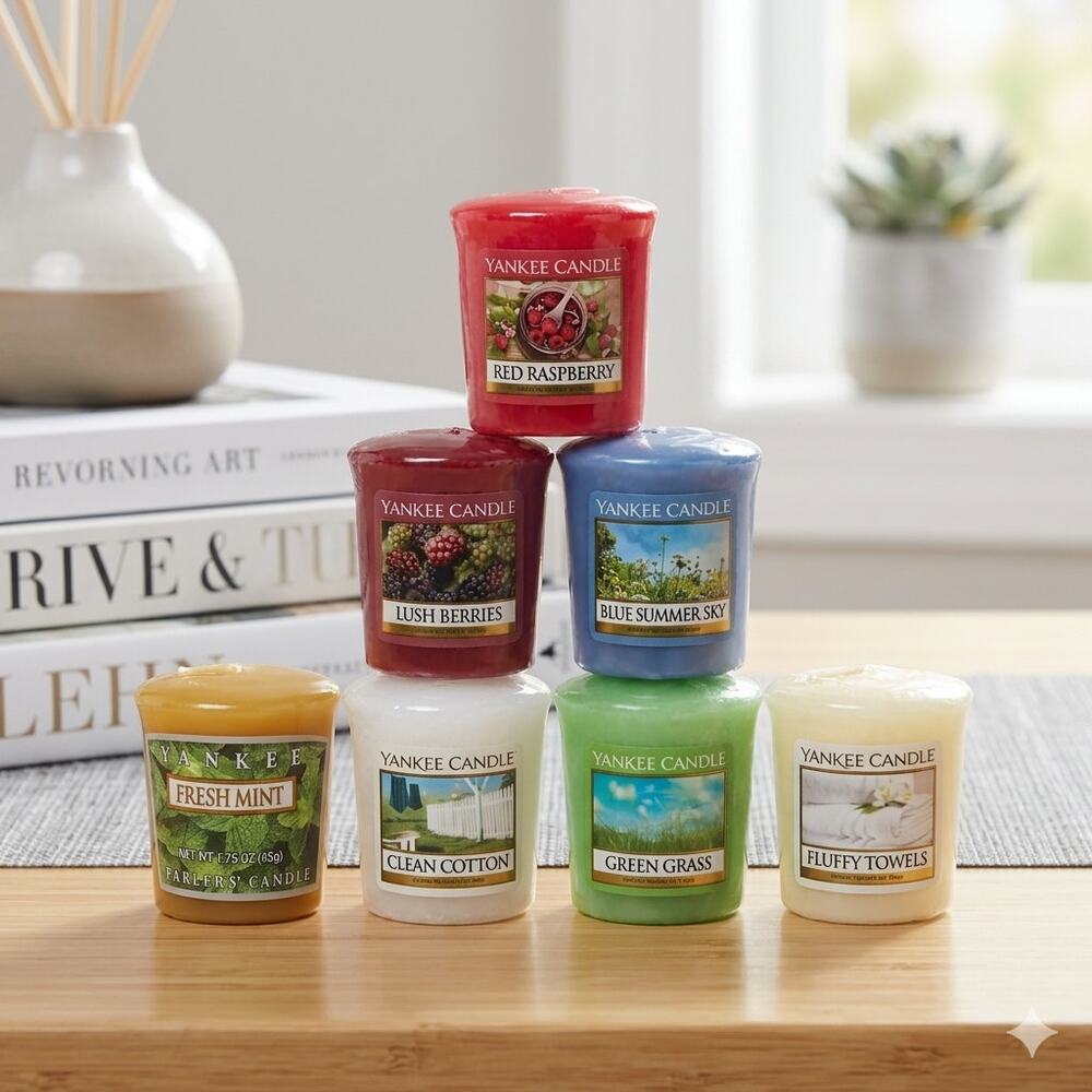 Lot of 7 Vintage Yankee Candle Votives Clean Cotton Laundry Fresh Floral HTF